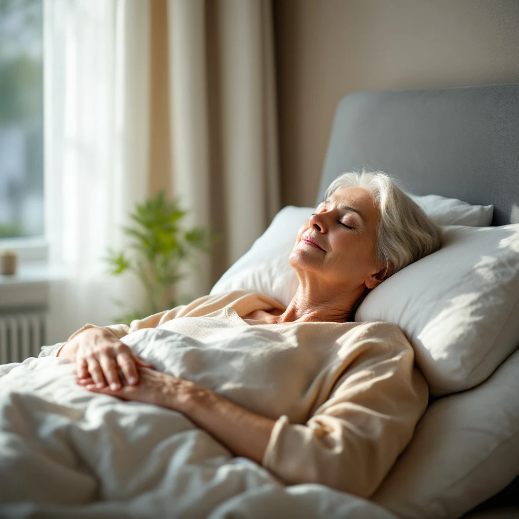 Woman sleeping comfortably propped on the wedge